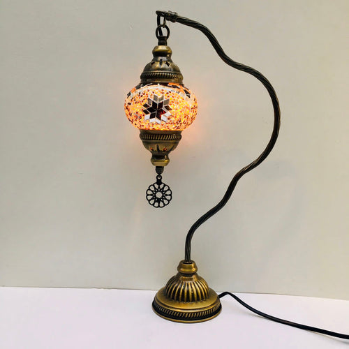 Copper Filigree Table Lamp -  Yellow Gold Starburst