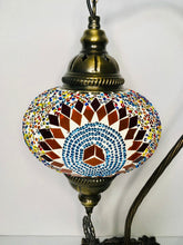 Load image into Gallery viewer, Copper Filigree Authentic Swan Neck Table Lamp - Multicolor Ball &amp; Star