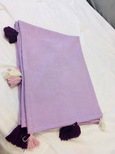 Load image into Gallery viewer, Turkish Blanket/ Sofa Throw/ Bed Cover - Lilac Checked Pattern with Tassels