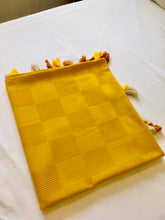 Load image into Gallery viewer, Turkish Blanket/ Sofa Throw/ Bed Cover - Mustard Checked Pattern with Tassels