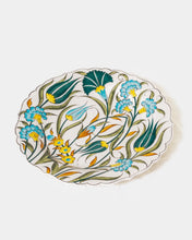 Load image into Gallery viewer, Turkish Hand-Painted Decorative Plate or Dining Plate - Blue Green Tulips