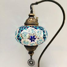 Load image into Gallery viewer, Copper Filigree Authentic Swan Neck Table Lamp - Blue Galaxy