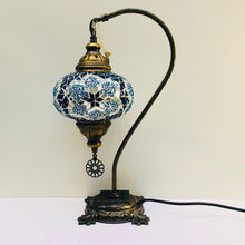 Load image into Gallery viewer, Copper Filigree Authentic Swan Neck Table Lamp - Blue Galaxy