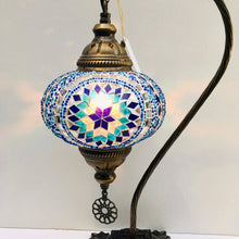 Load image into Gallery viewer, Copper Filigree Authentic Swan Neck Table Lamp - Blue Star Array