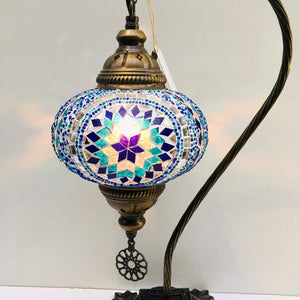 Copper Filigree Authentic Swan Neck Table Lamp - Blue Star Array