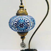 Load image into Gallery viewer, Copper Filigree Authentic Swan Neck Table Lamp - Blue Star Array