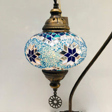 Load image into Gallery viewer, Copper Filigree Authentic Swan Neck Table Lamp - Silver Blue Star