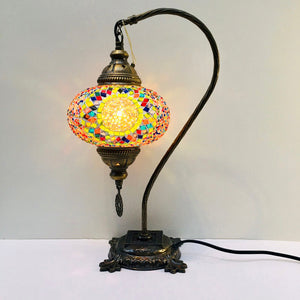 Copper Filigree Authentic Swan Neck Table Lamp - Lemon Lime