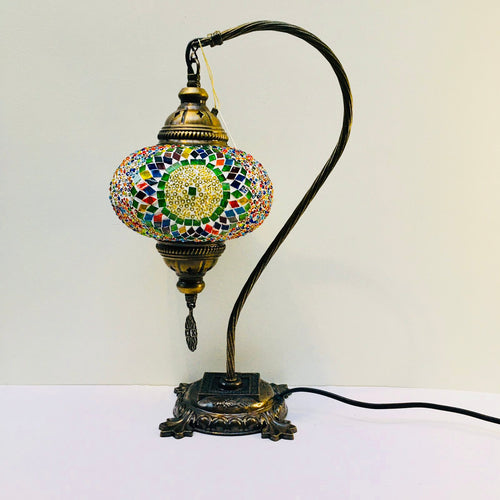 Copper Filigree Authentic Swan Neck Table Lamp - Lemon Lime