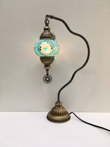 Copper Filigree Table Lamp -  Blue Starburst