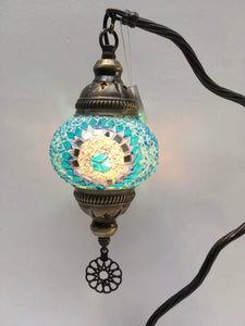 Copper Filigree Table Lamp -  Blue Starburst