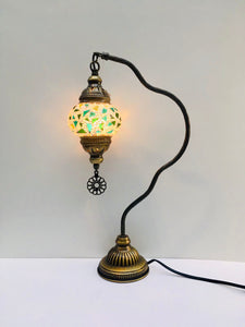 Copper Filigree Table Lamp -  Green Mosaic