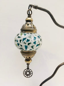 Copper Filigree Table Lamp -  Green Mosaic