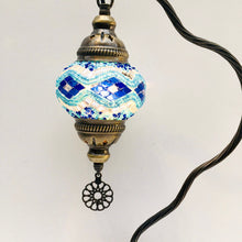 Load image into Gallery viewer, Copper Filigree Table Lamp -  Silver Blue Wave