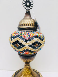 Filigree Mosaic Table Lamp - Orange Gold Weave