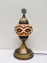 Load image into Gallery viewer, Filigree Mosaic Table Lamp - Orange Gold Weave