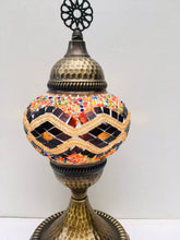 Load image into Gallery viewer, Filigree Mosaic Table Lamp - Orange Gold Weave