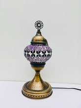 Load image into Gallery viewer, Filigree Mosaic Table Lamp - Purple Leaf