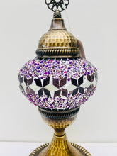Load image into Gallery viewer, Filigree Mosaic Table Lamp - Purple Leaf