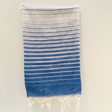 Load image into Gallery viewer, Soft Peshtemal - Turkish Bath/Beach Towel – Straw Stripe Blue
