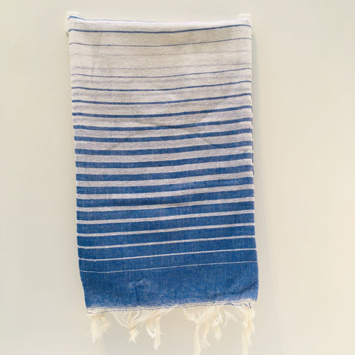 Soft Peshtemal - Turkish Bath/Beach Towel – Straw Stripe Blue