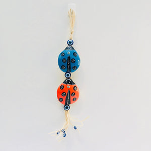 Turkish Ceramic Ladybug Wall Decor - Blue Orange