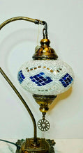Load image into Gallery viewer, Copper Filigree Authentic Swan Neck Table Lamp - Blue Silver