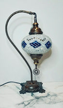 Load image into Gallery viewer, Copper Filigree Authentic Swan Neck Table Lamp - Blue Silver