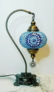 Copper Filigree Authentic Swan Neck Table Lamp - Blue Singularity
