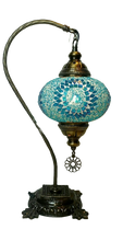 Load image into Gallery viewer, Copper Filigree Authentic Swan Neck Table Lamp - Blue Singularity