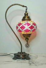 Load image into Gallery viewer, Copper Filigree Authentic Swan Neck Table Lamp -  PInk Diamonds