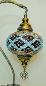 Copper Filigree Authentic Swan Neck Table Lamp -  PInk Diamonds
