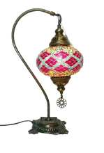 Load image into Gallery viewer, Copper Filigree Authentic Swan Neck Table Lamp -  PInk Diamonds