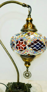 Copper Filigree Authentic Swan Neck Table Lamp - Star Diamond