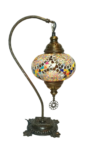 Copper Filigree Authentic Swan Neck Table Lamp - Three Moons