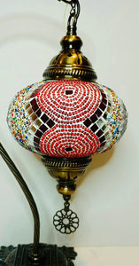 Copper Filigree Authentic Swan Neck Table Lamp - Twin Orbs