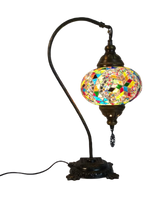 Load image into Gallery viewer, Copper Filigree Authentic Swan Neck Table Lamp - Multicolor Mosaic Star