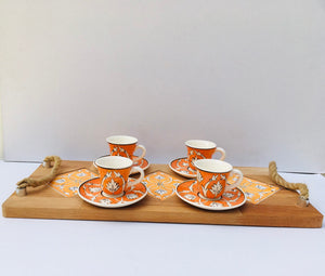 Quadro Turkish Coffee Cup Set with Saucer and Tray