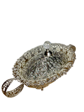 Load image into Gallery viewer, Fine Filigree Oval Sugar Bowl - Silver