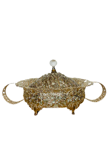 Fine Filigree Oval Sugar Bowl - Silver