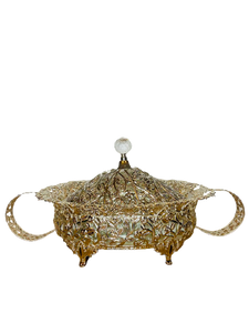 Fine Filigree Oval Sugar Bowl - Silver