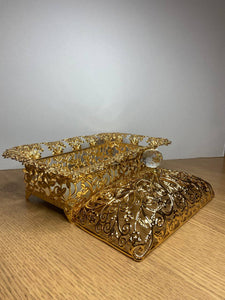 Fine Filigree Roza Rectangular Dish - Gold