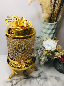 Flower Spice Jar Gold - Patterned Glass