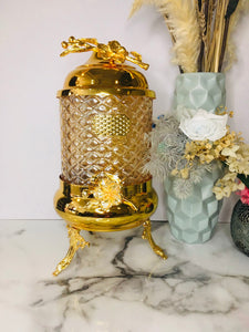 Flower Spice Jar Gold - Patterned Glass