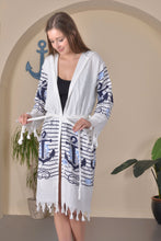 Load image into Gallery viewer, Hooded Peshtemal Belted Cover Up - Anchor Tassel
