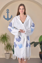 Load image into Gallery viewer, Hooded Peshtemal Belted Cover Up - Reef Tassel
