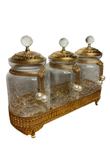 Pearl Glass Spice Jars - Gold