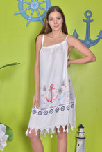 Load image into Gallery viewer, Peshtemal Spaghetti Strap Cover Up with Tassel - Red Anchor