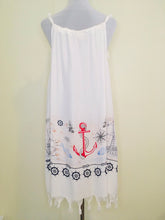 Load image into Gallery viewer, Peshtemal Spaghetti Strap Cover Up with Tassel - Red Anchor