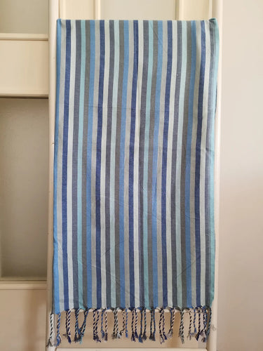 Soft Peshtemal - Turkish Bath/Beach Towel –Colorful Blue